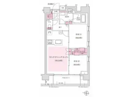 ディームス東陽町(2LDK/4階)の間取り写真