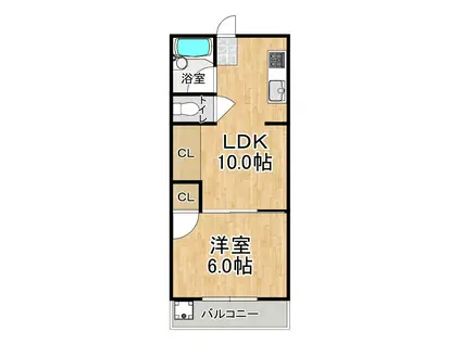 テラスレジデンスあさぎり(1LDK/3階)の間取り写真