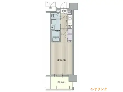 パルティール浅間町(1K/6階)の間取り写真