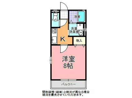 ペイサージュC棟(1K/1階)の間取り写真