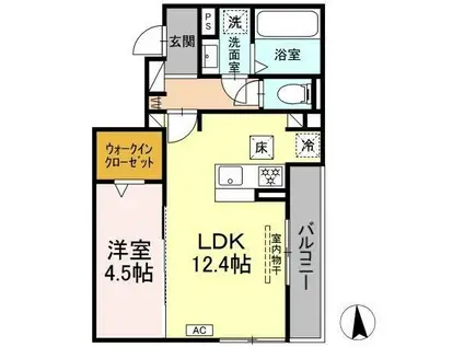 D-CRINUM 富士見町(1LDK/1階)の間取り写真