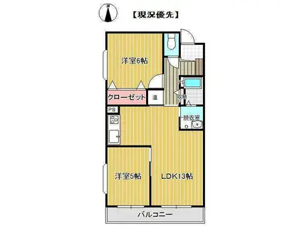 コア南館(2LDK/3階)の間取り写真