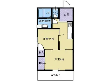 アスピアA(2K/2階)の間取り写真