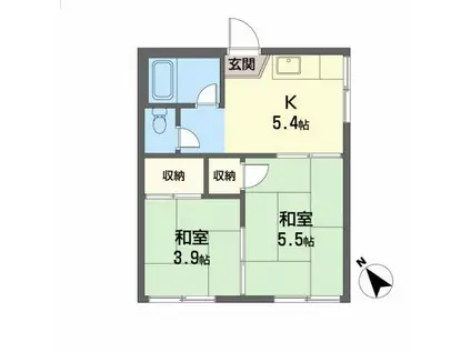 川添アパート(2K/1階)の間取り写真