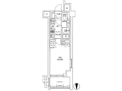 レジデンシャル池袋本町(1K/1階)の間取り写真