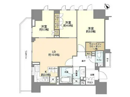 ザ・パークハウス&麹町レジデンス(3LDK/8階)の間取り写真