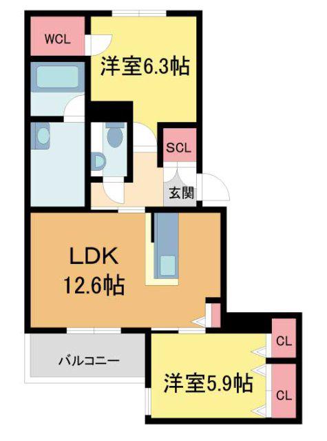 FAMILIAR OGO(2LDK/2階)の間取り写真