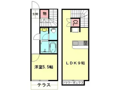 レオネクスト船橋(1LDK/1階)の間取り写真