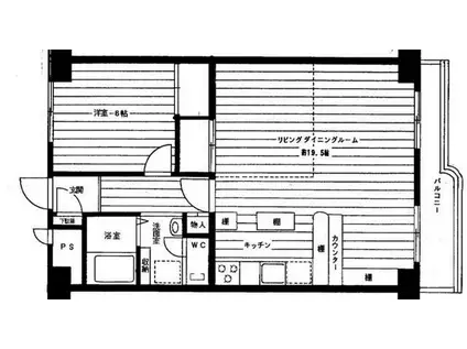 江古田パークマンションA(1LDK/6階)の間取り写真
