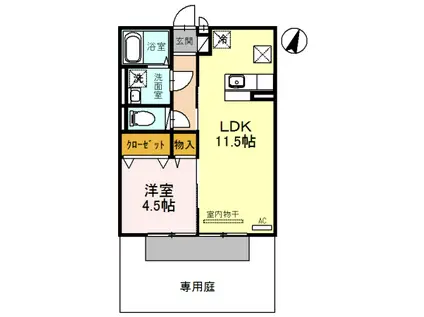 セジュールアースマーシIII(1LDK/1階)の間取り写真