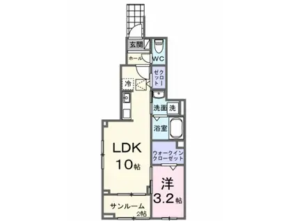 ノクターン(1LDK/1階)の間取り写真