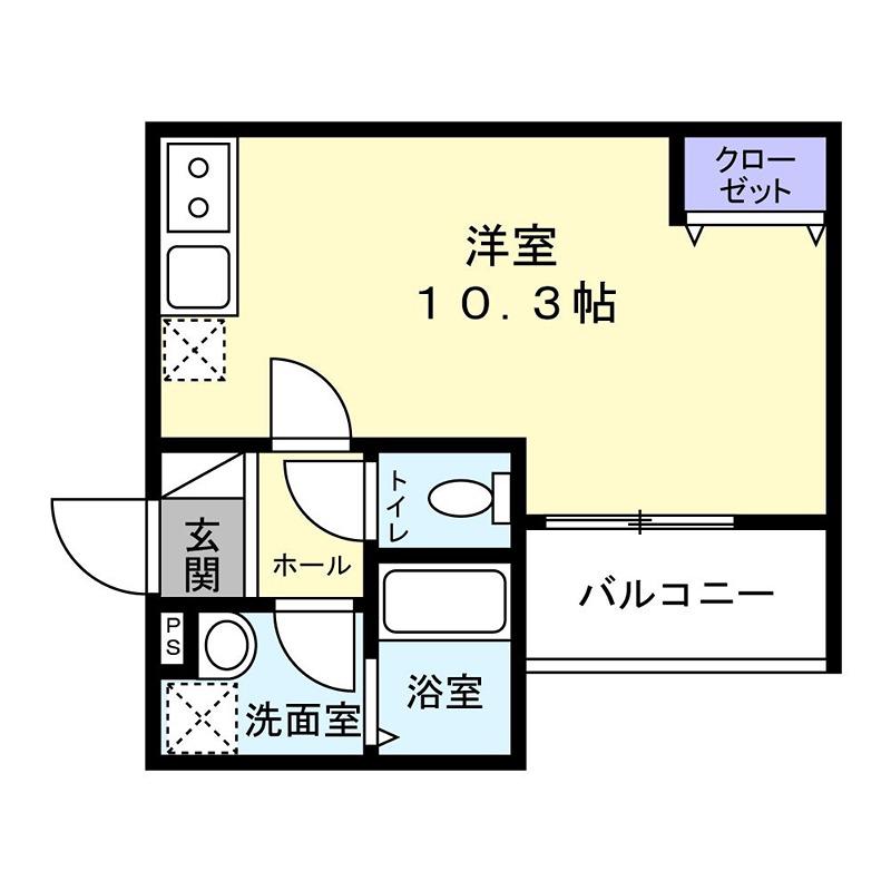 BADGE NAGASE イースト(ワンルーム/1階)の間取り写真