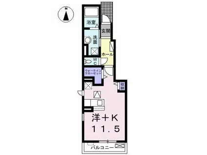エレガント キャッスルIII(ワンルーム/1階)の間取り写真
