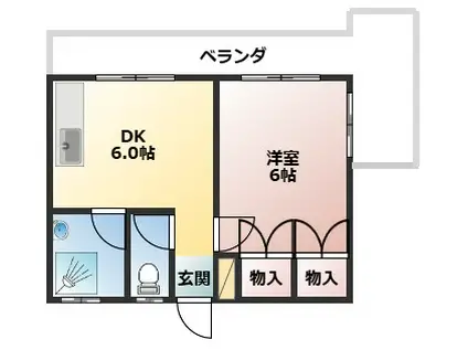 コーポレインボー(1DK/4階)の間取り写真