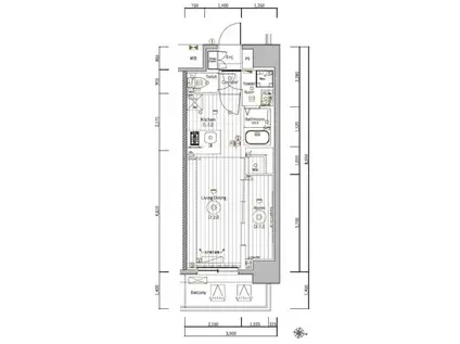 メイクスアート名駅南IV(1LDK/3階)の間取り写真