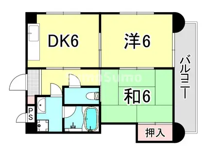 レガリア園田(2DK/1階)の間取り写真