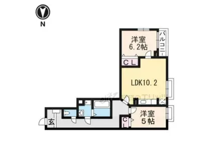 フォレ・リヴィエール(2LDK/1階)の間取り写真