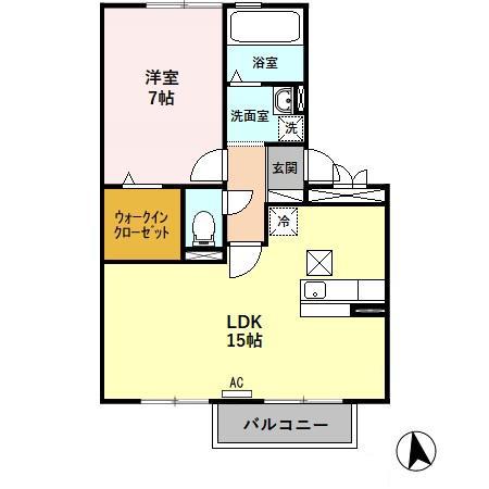 セレッソKTA(1LDK/1階)の間取り写真