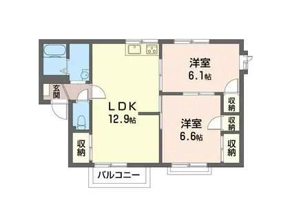 サンハイツフジI(2LDK/2階)の間取り写真
