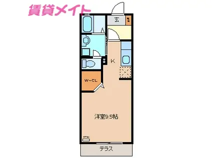 プリマクラッセ(ワンルーム/1階)の間取り写真