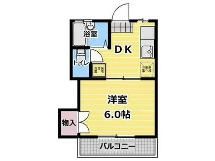 ジョイハウス(1DK/2階)の間取り写真