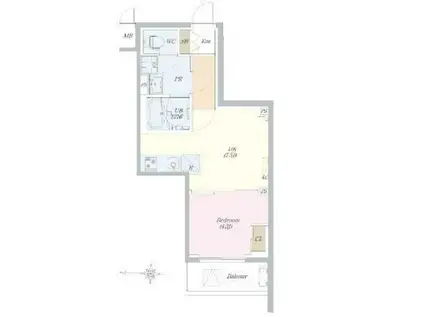 ロイジェント山王(1DK/8階)の間取り写真