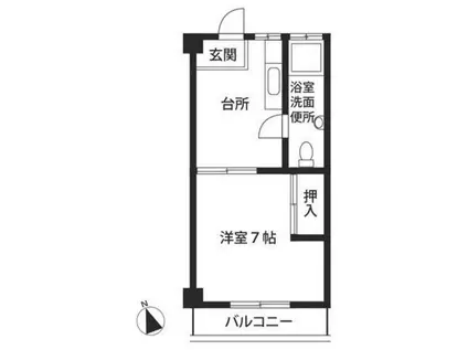 文蔵 ハイツ(1DK/2階)の間取り写真