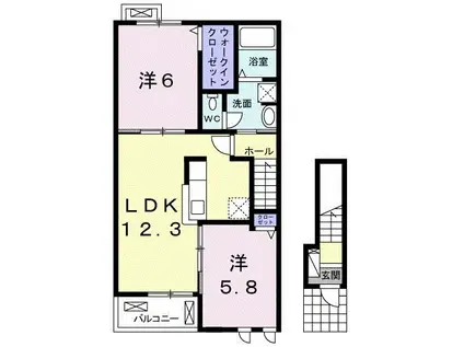 ブリーゼ I(2LDK/2階)の間取り写真