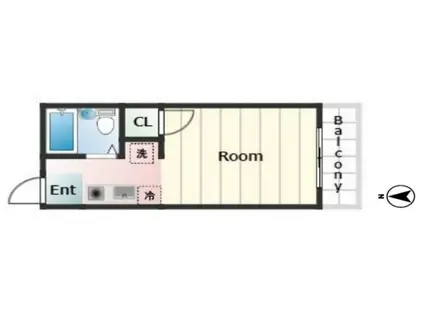 ファーストハウス(1K/2階)の間取り写真