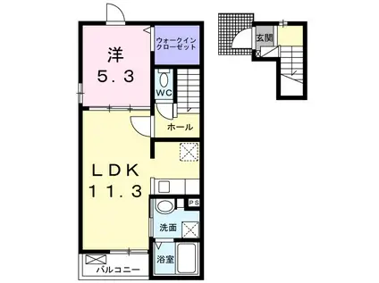 ポルト・クレアX(1LDK/2階)の間取り写真