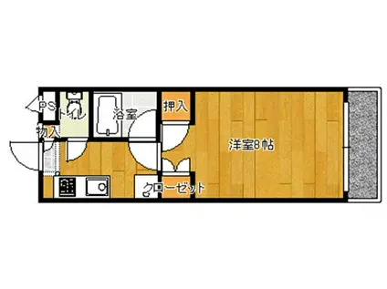 ベクベーム(1K/2階)の間取り写真