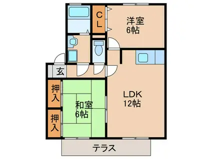 ヴェルドミール春日(2LDK/1階)の間取り写真