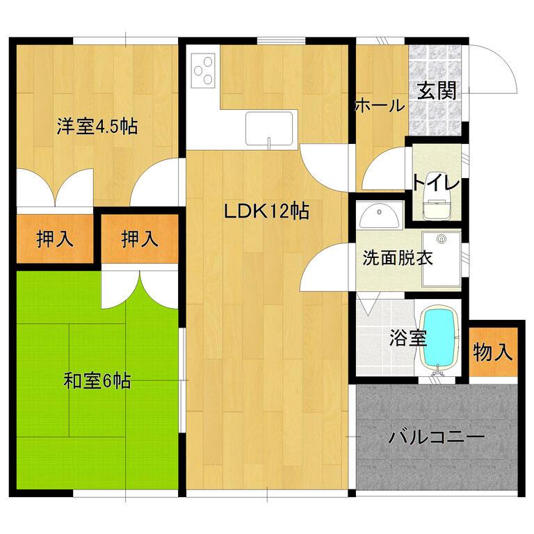 コーポプレジデント(2LDK/2階)の間取り写真