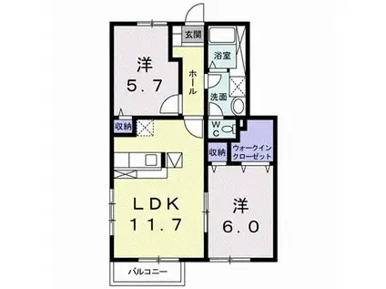 フィール ファインA(2LDK/1階)の間取り写真