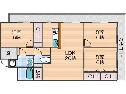 オリオノハイム II(3LDK/2階)の間取り写真