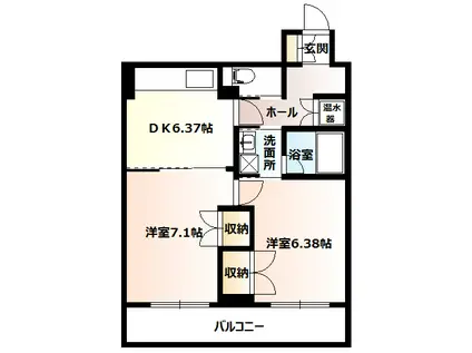 N246 B.L.D(2DK/8階)の間取り写真