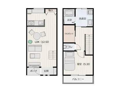 SQUARE PITII(1SLDK/1階)の間取り写真