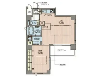 B-PROUD天満橋(1LDK/3階)の間取り写真