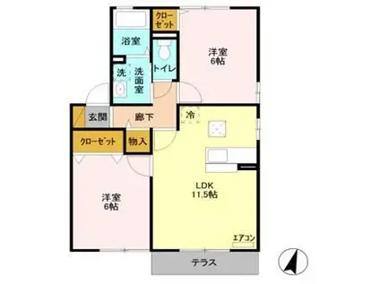 サンパークIIB(2LDK/1階)の間取り写真