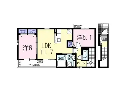 シェモア(2LDK/2階)の間取り写真