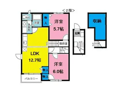 パ-クヴィラII(2LDK/2階)の間取り写真