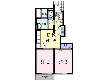 ポタミオンI(2DK/1階)の間取り写真