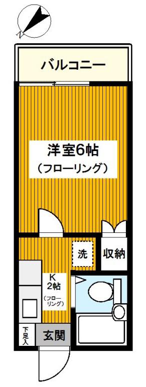 サンヒルズA棟(1K/2階)の間取り写真