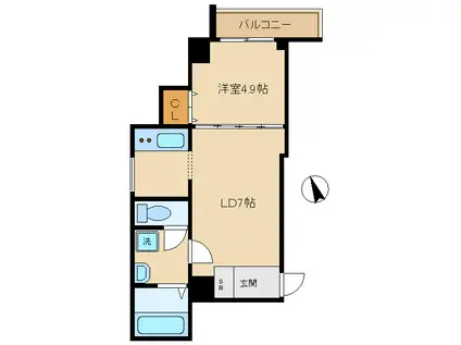 TOISHI(1DK/3階)の間取り写真