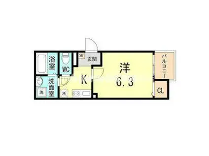 ALEGRIA尼崎西本町(1K/2階)の間取り写真