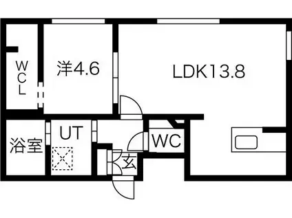 GEレジデンス琴似(1LDK/5階)の間取り写真