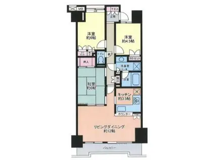 アールヴェール文京白山(3LDK/15階)の間取り写真