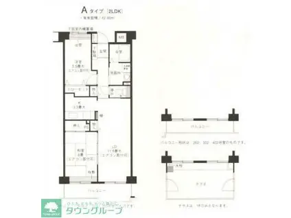 ジーニアスK(2LDK/3階)の間取り写真