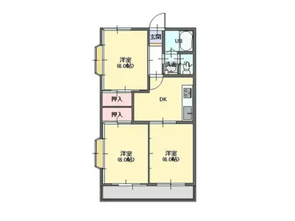 JIGSAW(3DK/3階)の間取り写真