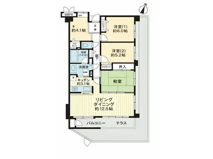 ライオンズマンション京葉蘇我(3LDK/1階)の間取り写真